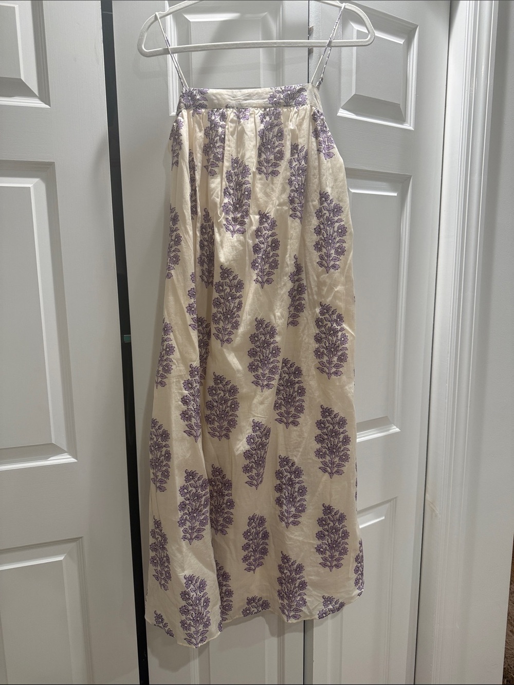 J. Crew Cream Maxi dress with Lavender Floral Print